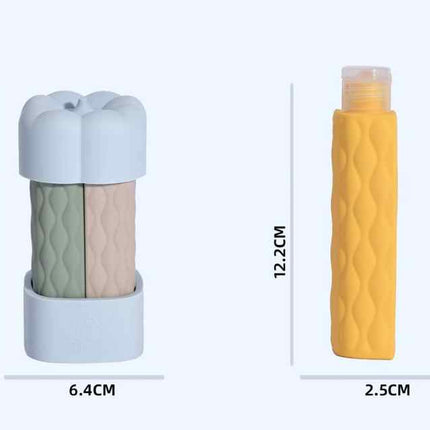 Pink Combination Travel Silicone Refillable Bottles Set - 4-in-1 Portable Containers for Shampoo and Shower Gel, TPR+PE Material, Compact and Leak-Proof