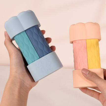 Pink Combination Travel Silicone Refillable Bottles Set - 4-in-1 Portable Containers for Shampoo and Shower Gel, TPR+PE Material, Compact and Leak-Proof