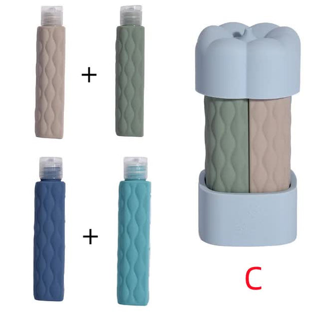 Blue Combination Travel Silicone Refillable Bottles Set (Proof)