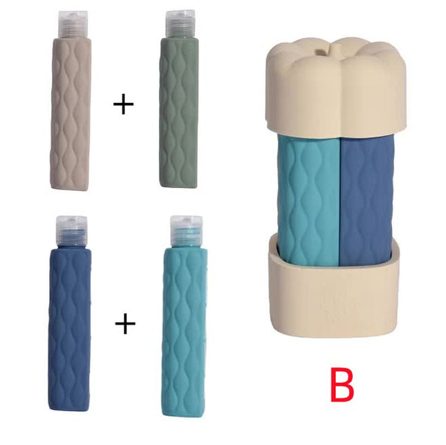 Beige Combination Travel Silicone Refillable Bottles Set (Proof)