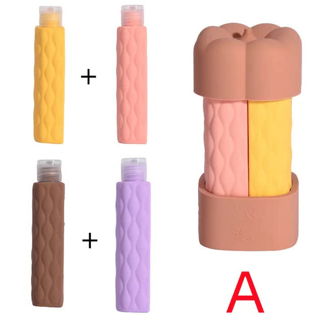Brown Combination Travel Silicone Refillable Bottles Set (Proof)