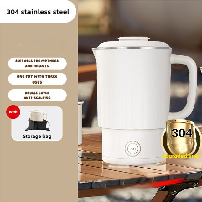 White Portable Foldable Travel Electric Kettle