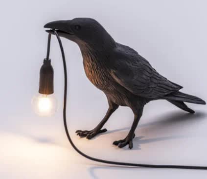 Black Bird Standing Shape Nordic Resin Bird Wall V888-ELOSUNG13811