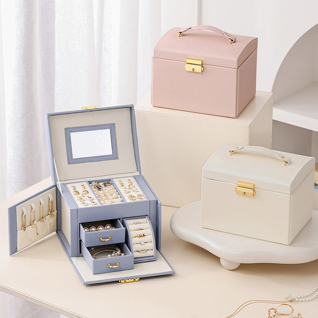 Light Pink Luxury PU Leather Jewelry Storage – product detail