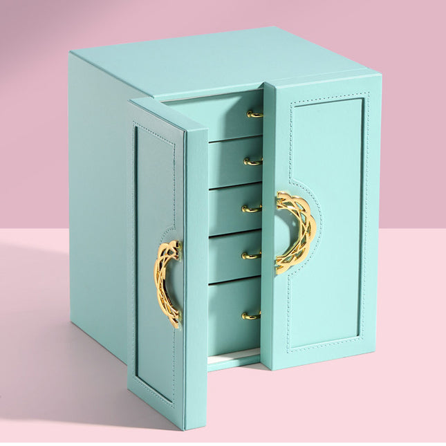 Light Blue Elegant 5-Layer Large Capacity Jewelry Storage Box with Dual Opening V888-ELOSUNG13846