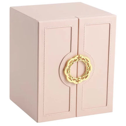 Pink Elegant 5-Layer Large Capacity Jewelry Storage Box with Dual Opening Doors - Perfect for Organizing Necklaces, Rings, Earrings, and More(Jewelry is a photo prop and is not included)