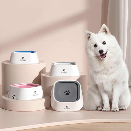 Grey Anti-Spill Floating Pet Water Bowl for Dogs and Cats - 1L Capacity, Splash-Proof and Anti-Wet Mouth Design