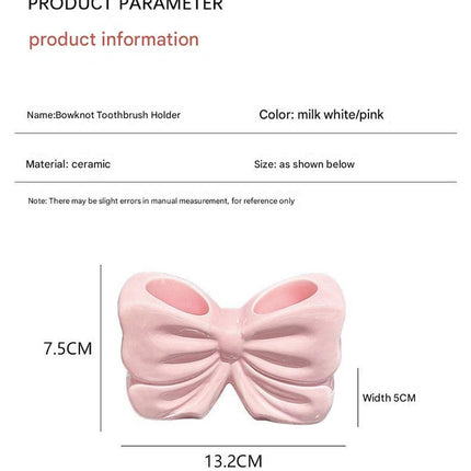White Creative Ceramic Bowknot Toothbrush Holder - Elegant Bathroom Storage for Electric Toothbrush and Toothpaste