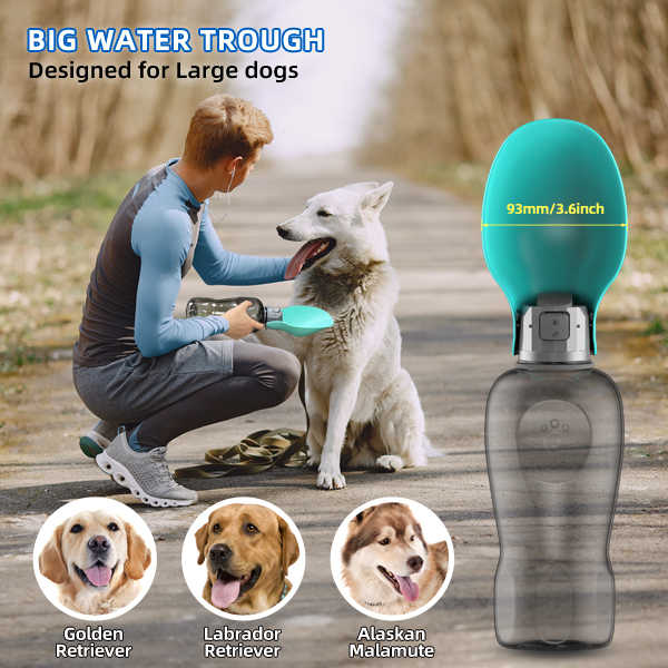 Pink and Grey Portable Foldable Pet Water Bottle with 800ml Capacity