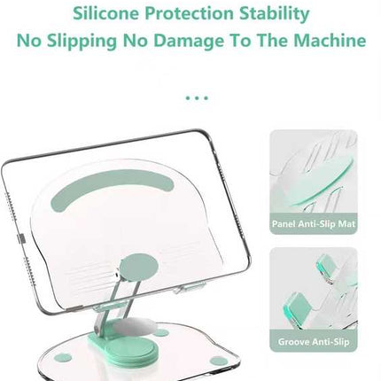 Black Acrylic Foldable Tablet and Phone Stand - 360° Rotation, Anti-Slip Design, Lightweight and Compact