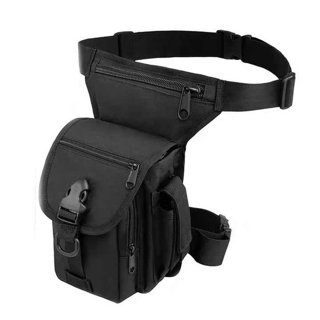 Black Tactical Outdoor Leg Bag 900D Durable Multi-Layer Waist Pack for Cycling Fishing and Security