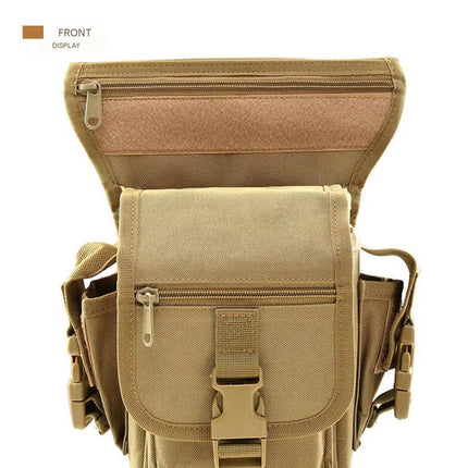 Khaki Tactical Outdoor Leg Bag - 900D Durable Multi-Layer Waist Pack for Cycling, Fishing, and Security