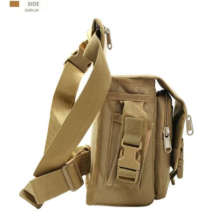 Khaki Tactical Outdoor Leg Bag - 900D Durable Multi-Layer Waist Pack for Cycling, Fishing, and Security