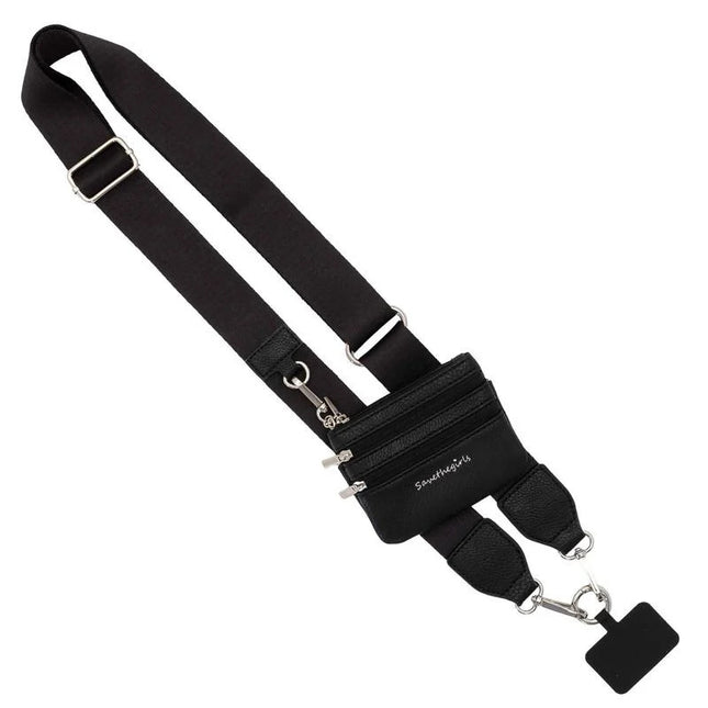 Black Adjustable Crossbody Strap with Mini Pouch