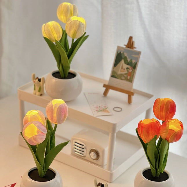 Pink Flowers USB Tulip Night Light