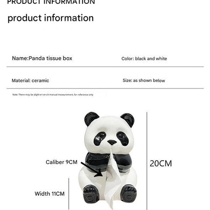 Ceramic Panda Tissue Box Holder - Creative Cartoon Napkin Dispenser for Home Decor