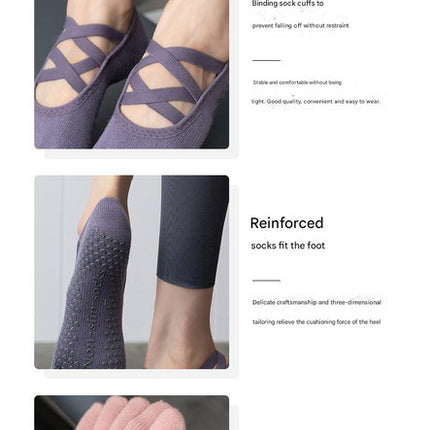 2 Pcs Purple Non-Slip Yoga Pilates Socks with Toe Design for Women – Cotton Blend with Anti-Slip Silicone Grip