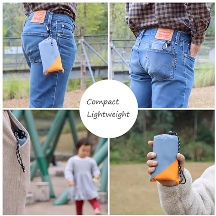 Grey And Blue Portable Waterproof Camping Mat - Foldable Picnic and Beach Blanket