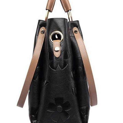 Purple Elegant Embossed PU Leather Tote Bag for Women - Large Capacity Handbag with Inner Pouch