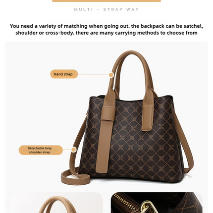 Brown Retro Fashion Handbag – Elegant Tote with Large Capacity for Work and Daily Use