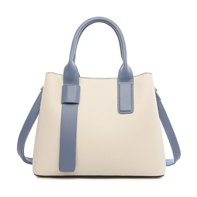 Beige and Blue Retro Fashion Handbag