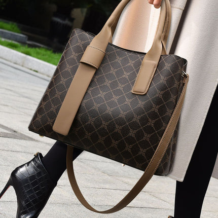 Beige And Brown Retro Fashion Handbag - Elegant Tote with Large Capacity for Work and Daily Use