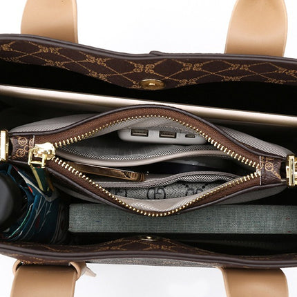 Light Brown And Brown Retro Fashion Handbag - Elegant Tote with Large Capacity for Work and Daily Use