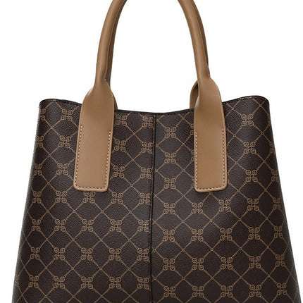 Light Brown And Brown Retro Fashion Handbag - Elegant Tote with Large Capacity for Work and Daily Use