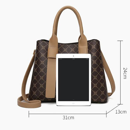 Light Brown And Brown Retro Fashion Handbag - Elegant Tote with Large Capacity for Work and Daily Use