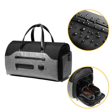 Men's Black Waterproof Multi-Functional Travel Duffel Bag – shape and profile
