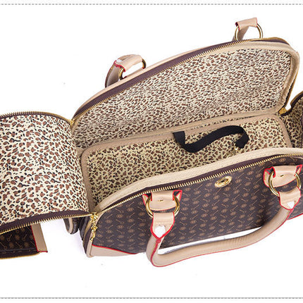 Portable Pet Travel Bag - Anti-Crush Dog Carrier for Outdoor Trips (L-42x29x18cm, Coffee Color)