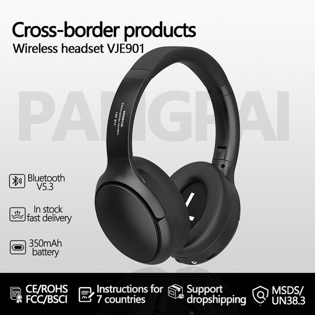 Silver VJE901 Wireless Bluetooth Over-Ear Headphones with Active Noise Cancelling – product detail