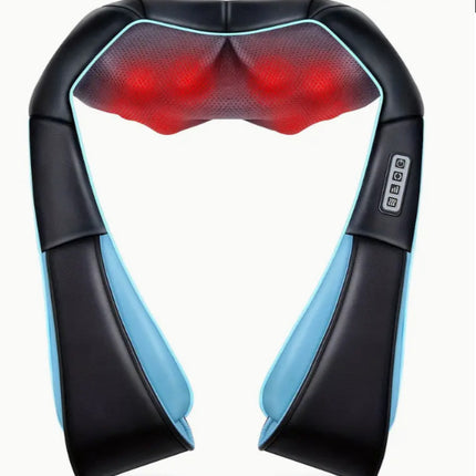 Blue Portable Kneading Neck and Shoulder Massager with Heat - Four-Button Design, USB Charging