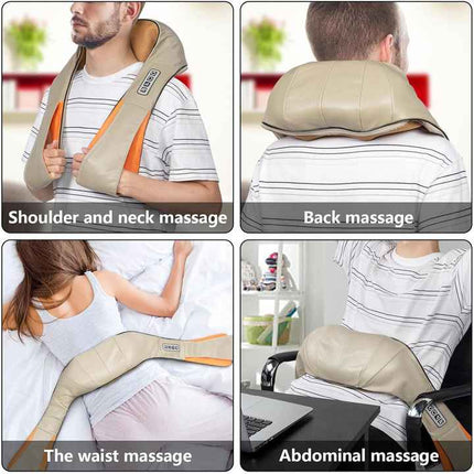 Blue Portable Kneading Neck and Shoulder Massager with Heat - Four-Button Design, USB Charging