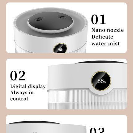 2000ML Large Capacity Humidifier with LED Display - Silent Cool Mist Air Humidifier for Home and Office
