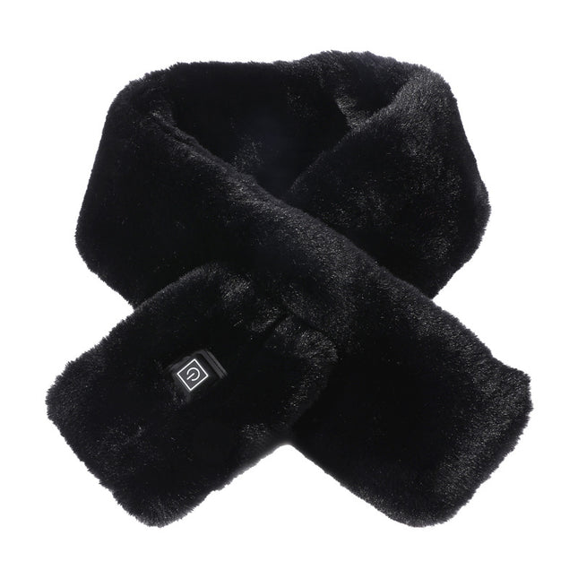 Black Adjustable Electric Heated Scarf with Plush Fabric