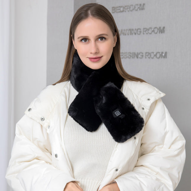 Black Adjustable Electric Heated Scarf with Plush Fabric – product detail