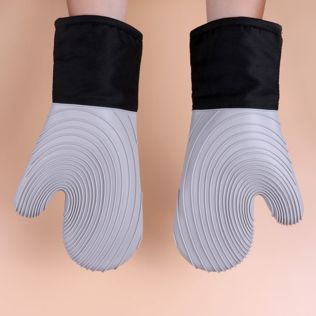 Gray Spiral Pattern Silicone Oven Mitts – product detail