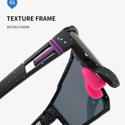 UV400 Sports Sunglasses with Polarized TAC Lens - Black/Blue