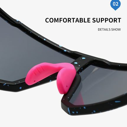 UV400 Sports Sunglasses with Polarized TAC Lens - Black/Black