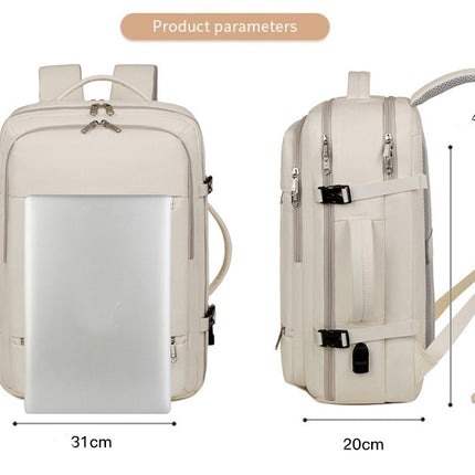 Large Capacity Travel Backpack with USB Charging Port - Pink
