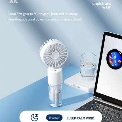 Portable 4-Speed Mini Spray Fan with Moisturizing Function - F2 White (2PCS)