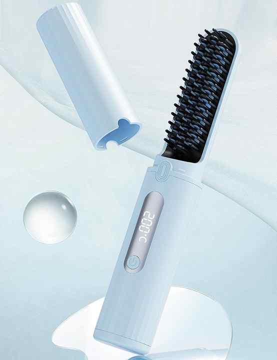 Cordless Hair Straightener Brush with Adjustable Temperature – product detail