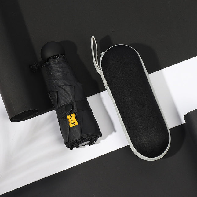 Black Compact 5-Fold Umbrella with UV Protection Wind Resistance and Travel-Friendly Design
