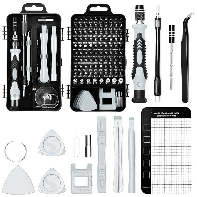 Gray 122-in-1 Precision Screwdriver Tool Kit for Electronics and DIY Repair V888-ELOSUNG15414