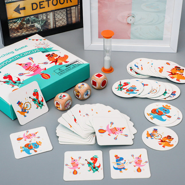 Dinosaur Circus Matching Game for Kids with Wooden Dice and Timer V888-ELOSUNG15430
