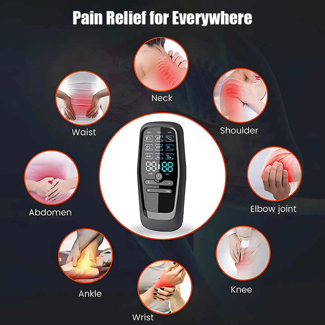 Dual Output EMS/TENS Massage Device with 9 Modes and Type-C Charging (8 Adhesive Pads) – product detail