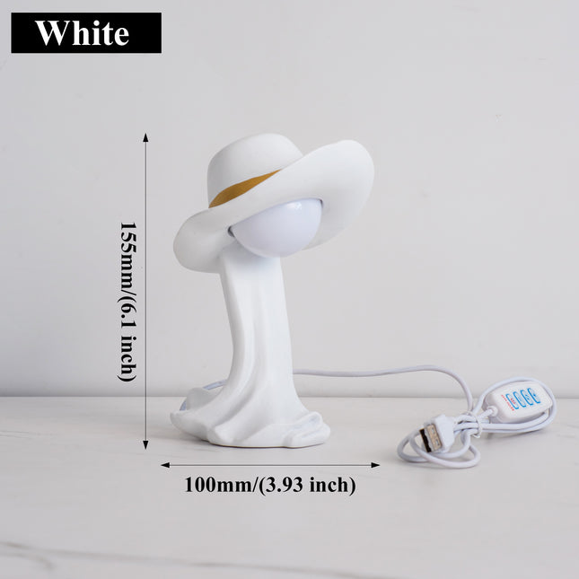 White Creative Cowboy Hat USB Table Lamp for Home and Office Decor – product detail