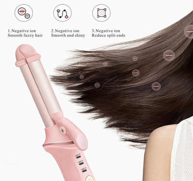 Pink Mini Cordless Hair Curler with Adjustable Heat Settings and USB Charging – product detail