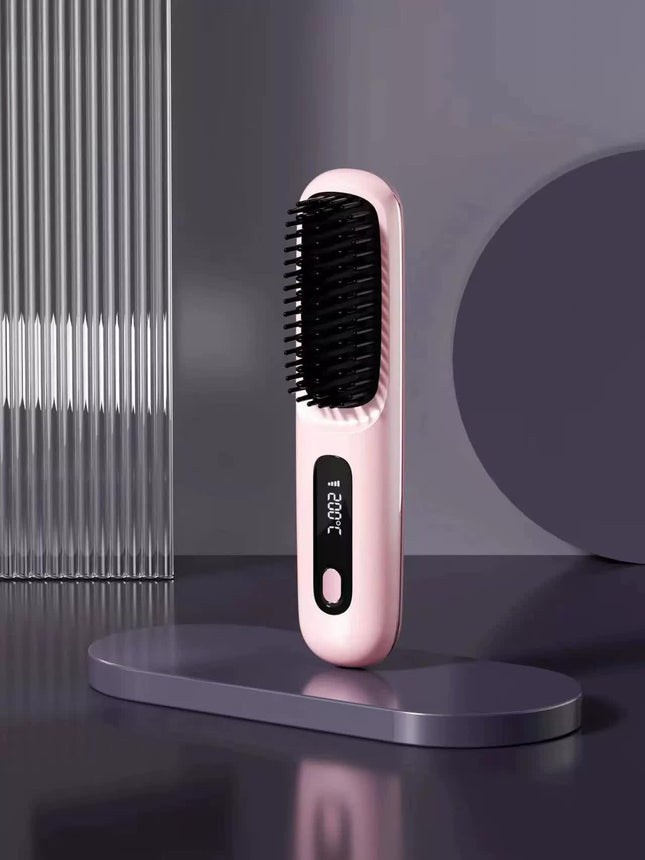 Pink Wireless Hair Straightening Brush